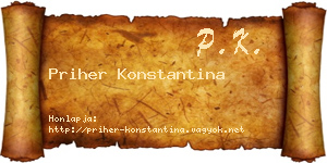 Priher Konstantina névjegykártya